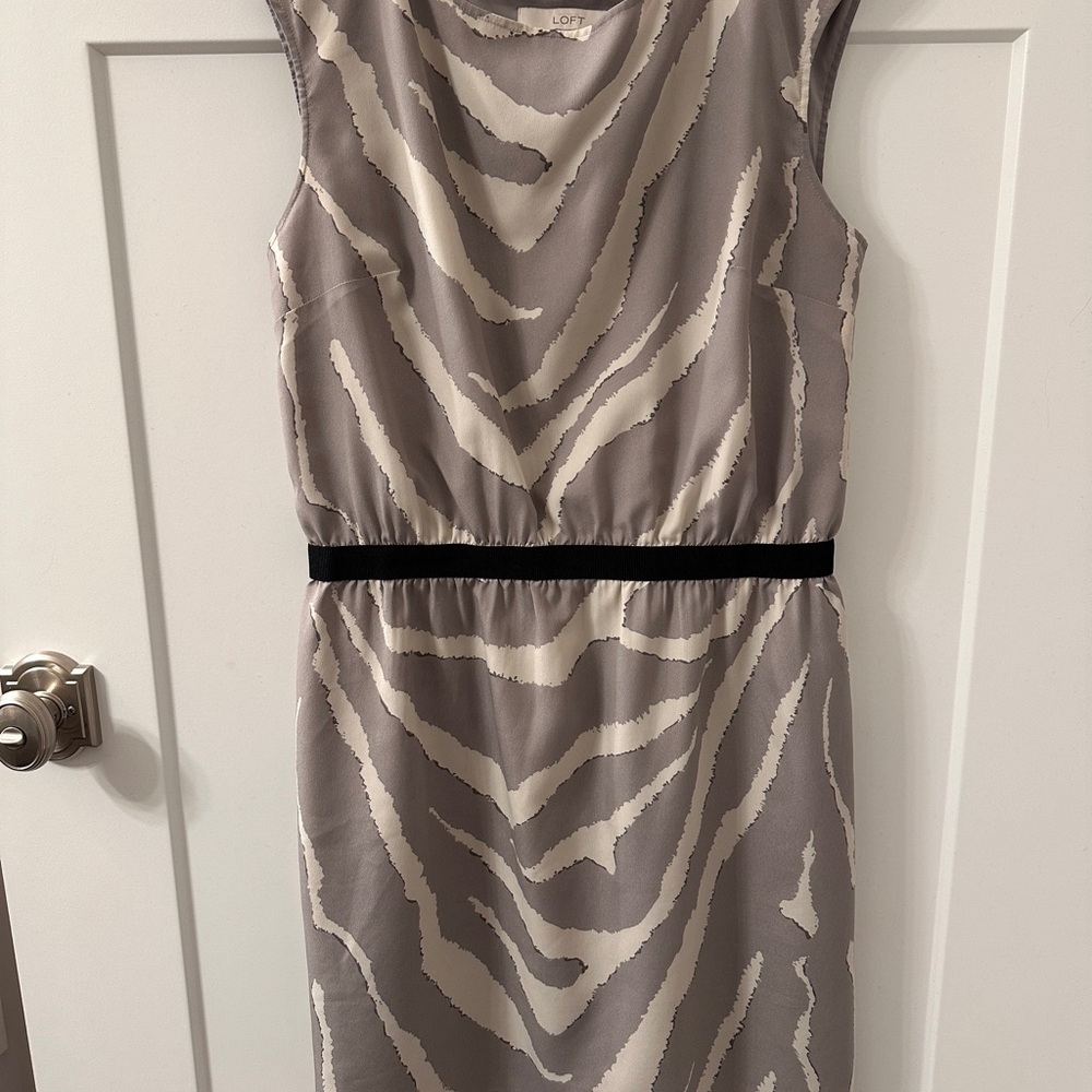 LOFT Silver Sheath Midi Dress with Cowl Neck